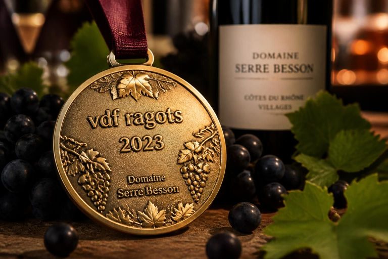 découvrez la médaille du jour : vdf ragots 2023 du domaine serre besson, une cuvée d'exception alliant tradition et savoir-faire viticole.