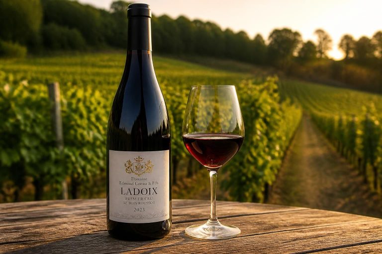 découvrez le ladoix premier cru le bois roussot 2023 du domaine edmond cornu et fils, médaillé d'excellence, un vin raffiné alliant élégance et terroir d'exception.