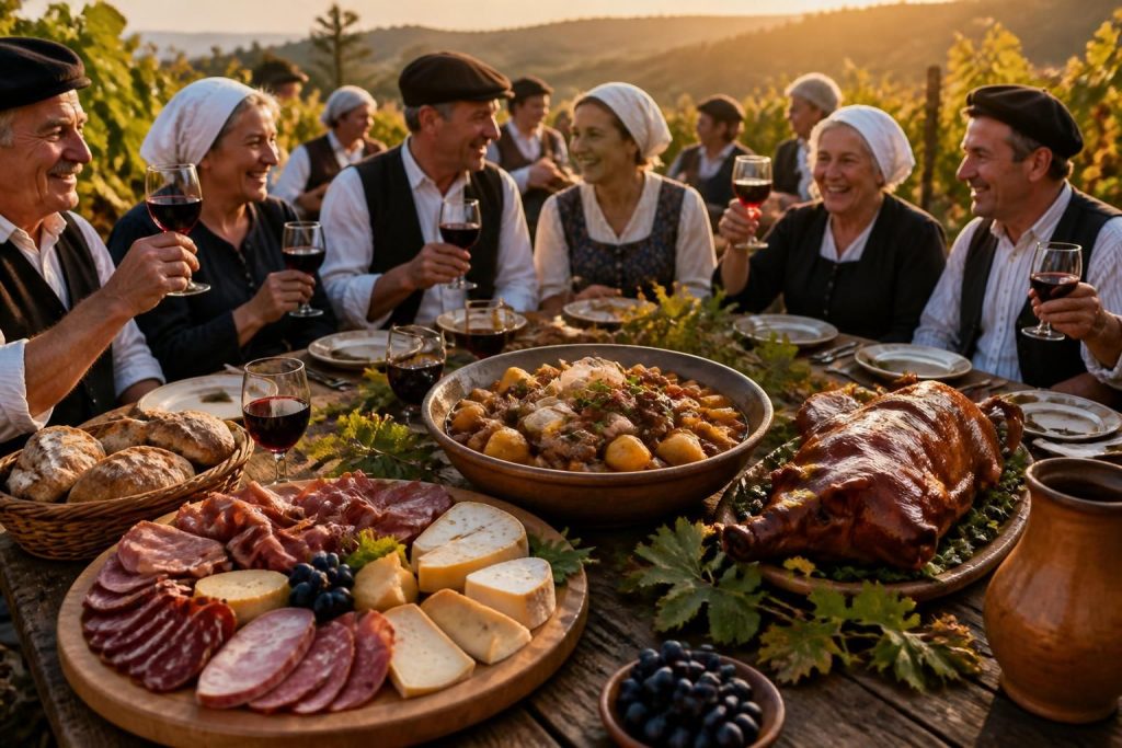 découvrez l'origine et les traditions fascinantes derrière les noms étonnants des festins de clôture des vendanges : paulée, gerbaude et cochelet.
