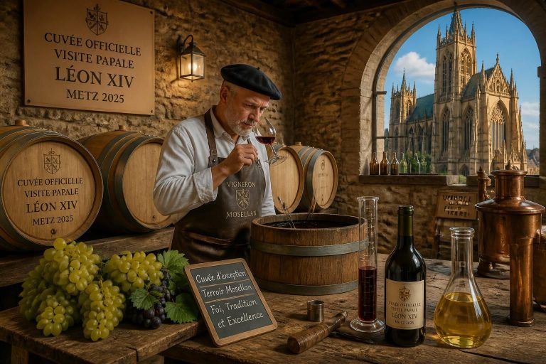 découvrez la cuvée officielle élaborée par un vigneron mosellan à metz, spécialement créée pour célébrer la visite historique du pape léon xiv.