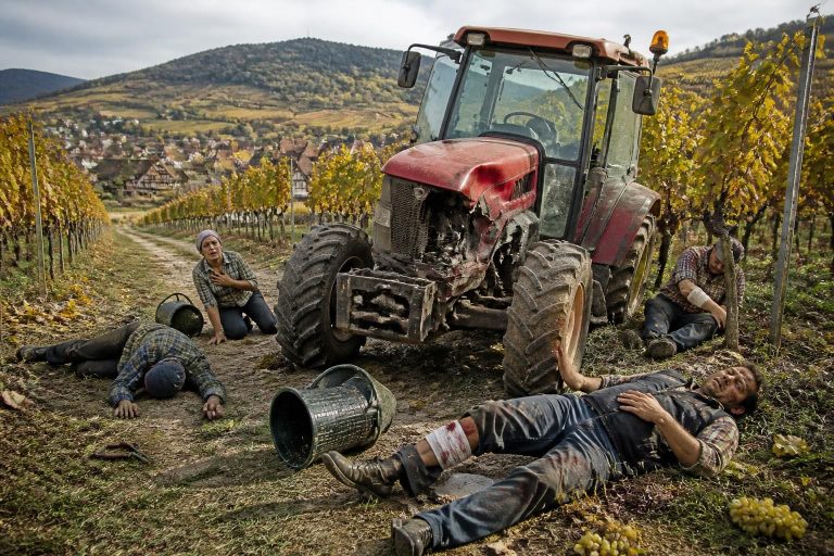 accident en alsace : un tracteur percute quatre vendangeurs lors des vendanges, deux d'entre eux sont gravement blessés. retour sur les circonstances et les secours intervenus.